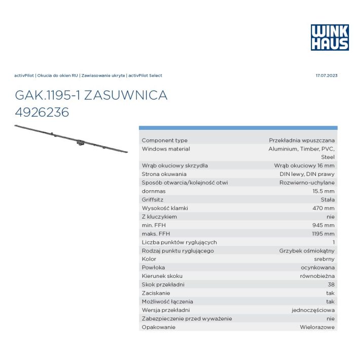 GAK.1195-1 Převodová lišta