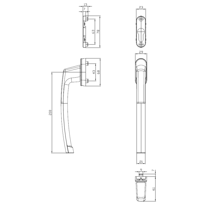 PP.502/200.F9 HF.klika+rozeta