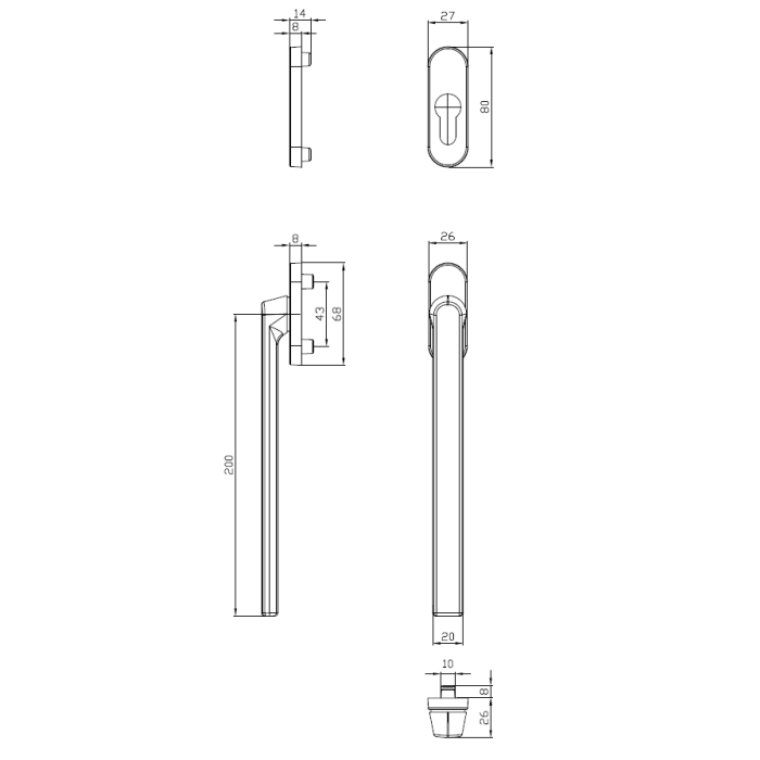 PP.502R/200.F1 HF.kl.+rozeta ext.